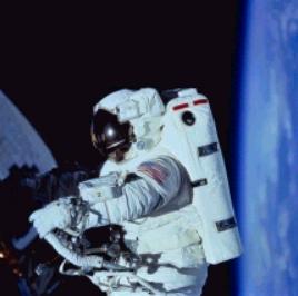 Astronauts performing maintenance